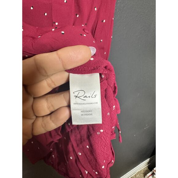 Rails Women's Beaux Rouge Offset Dot Long Sleeve Peplum Top Size Medium - Picture 5 of 9
